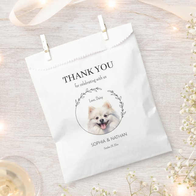 Simple Pomeranian Dog Wedding Thank You Favour Bag (Clipped)