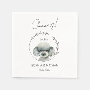 Simple Poodle Dog Wedding Cocktail  Napkin