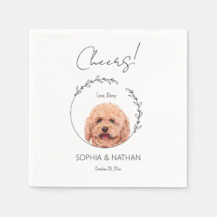 Simple Poodle Dog Wedding Cocktail Napkin