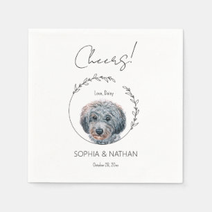 Simple Poodle Dog Wedding Cocktail Napkin