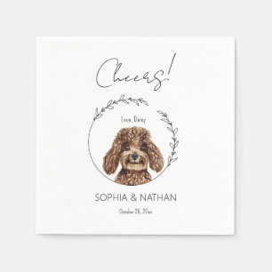 Simple Poodle Dog Wedding Cocktail Napkin