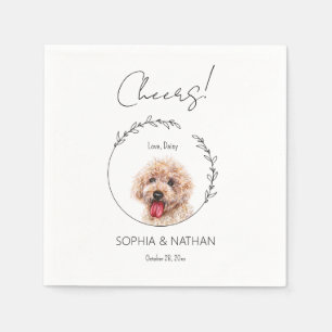 Simple Poodle Dog Wedding Cocktail  Napkin