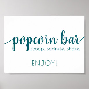 Simple Popcorn Bar Teal Aqua Any Event Sign