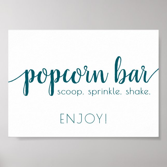 Simple Popcorn Bar | Teal Aqua Any Event Sign (Front)
