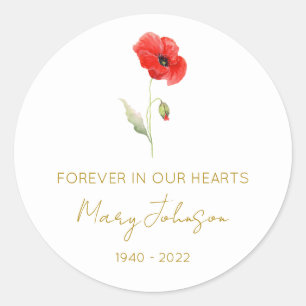 Simple Poppy Memorial Classic Round Sticker