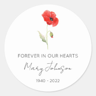 Simple Poppy Memorial Classic Round Sticker