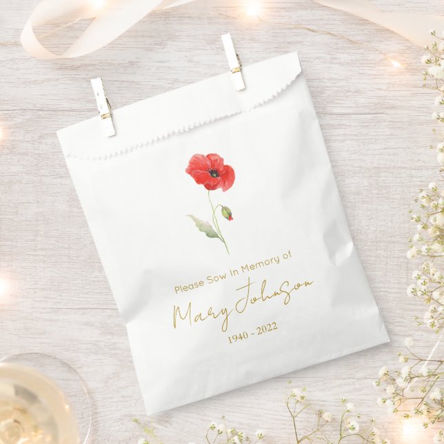 Simple Poppy Seed packet Funeral  Favour Bags (Clipped)