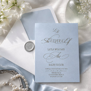 Simple Powder Blue Coastal Wedding Invitation