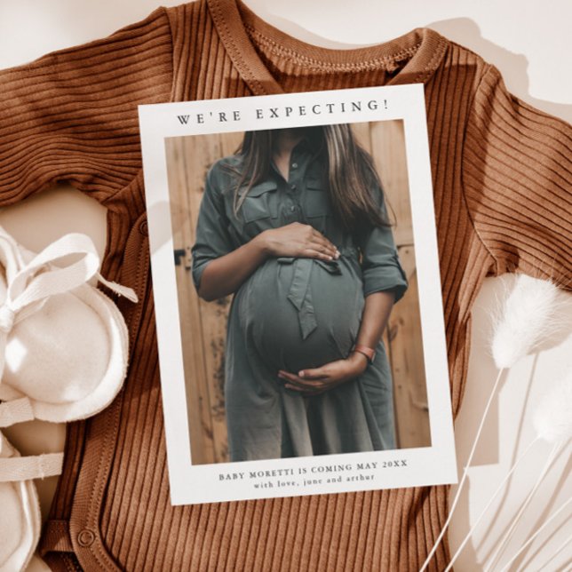 Simple Pregnancy Photo Announcement (Simple minimalist pregnancy photo announcement card.)