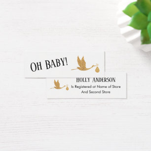 Simple Preppy Gold Stork Insert Gift Registry Card