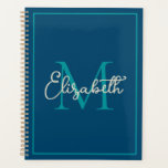 Simple Preppy Navy Teal and Cream Monogram Planner<br><div class="desc">This simple and modern calendar planner features a preppy monogram in rich shades of deep blue,  teal and cream that you can personalise with your choice of name and initial.</div>