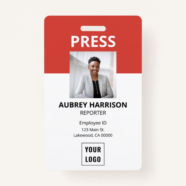 Simple Press Photo ID ID Badge (Front)