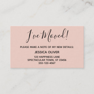 Simple, Pretty "I've Moved" Blush Pink Business Card