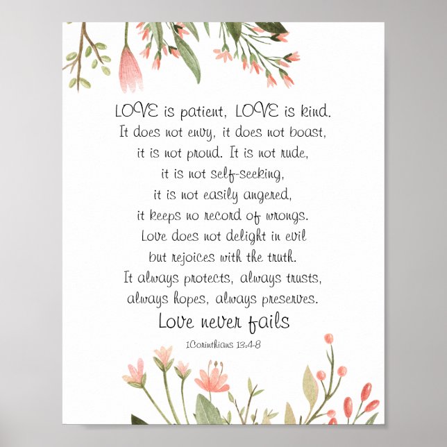 Simple Pretty Pink Flowers Christian Wedding Poster (Front)