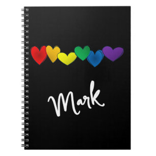 Simple PRIDE Rainbow colors hearts tote Notebook