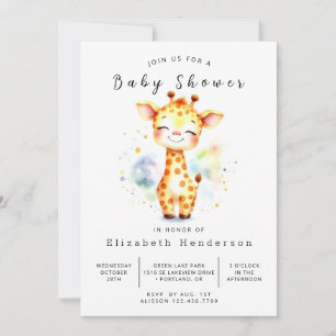 Simple Printable Giraffe Baby Shower Invitation