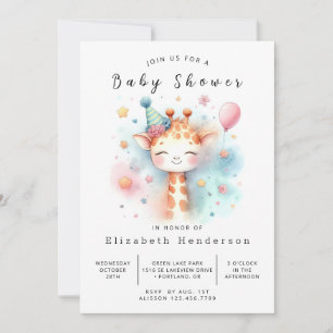 Simple Printable Giraffe Baby Shower Invitation