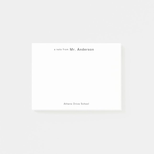 Simple Professional 'a note from' Teachers (Front)