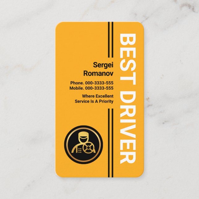 Simple Professional Best Driver Business Card (Front)