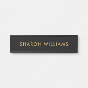 Simple Professional Black and Gold Employee Name Door Sign