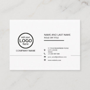 Simple Professional Black and White add your Logo Business Card