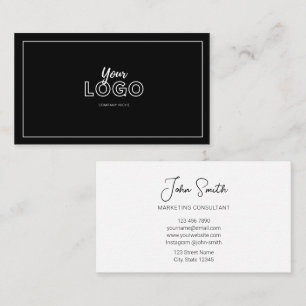 Simple Professional Black and White with Logo Business Card