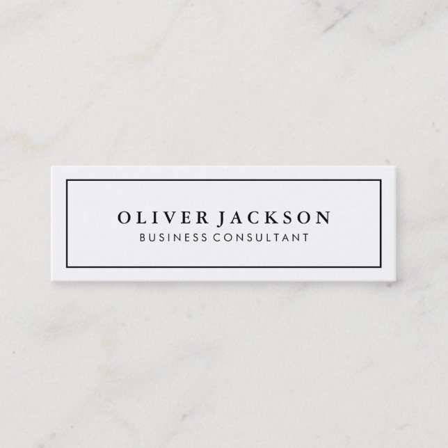 Simple Professional Black Border White Minimalist Mini Business Card (Front)