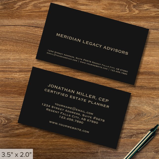Simple Professional Black Business Card (Creator Uploaded)