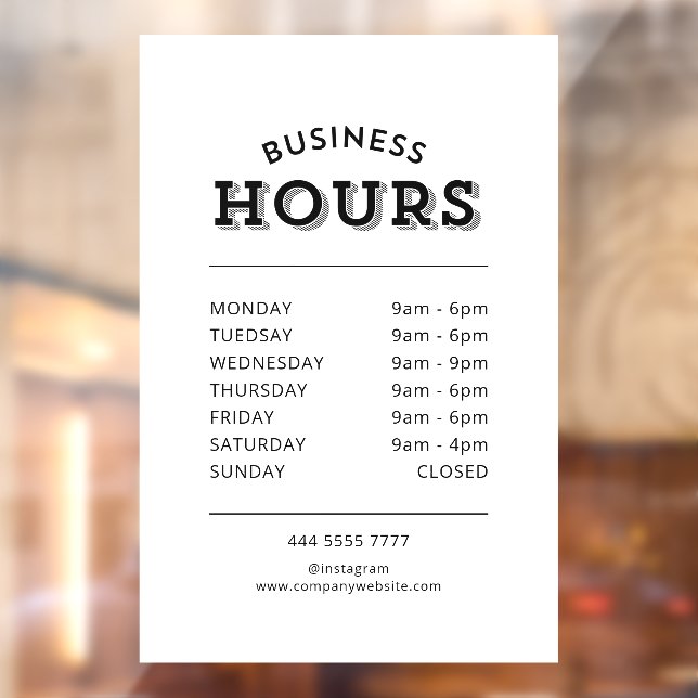 Simple Professional Black on White Business Hours (Sheet 2)