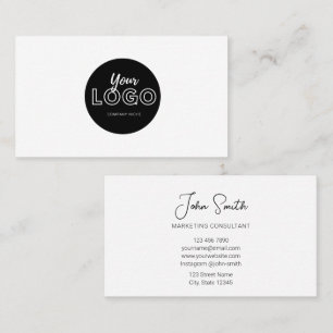 Simple Professional Black on White with Logo Business Card