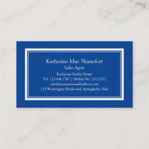 Simple Professional Blue and White Border Business Card