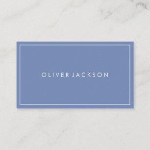Simple Professional Blue White Border Minimalist Business Card