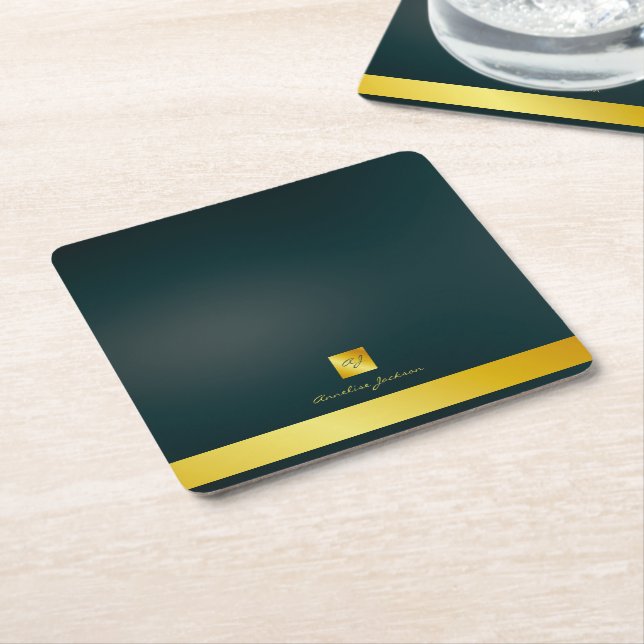 Simple Professional Branding Logo Square Paper Coaster (Angled)