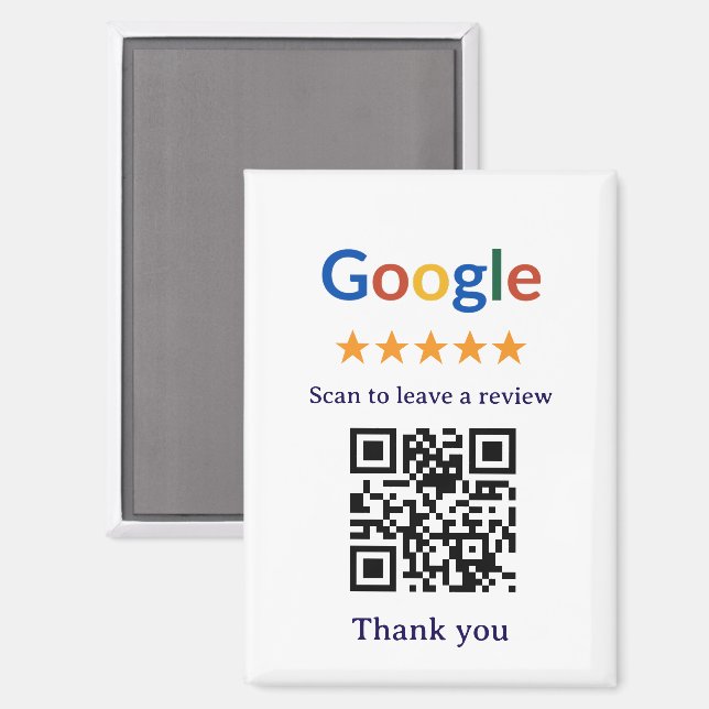 Simple Professional Business Google Review QR Code Magnet (Front/Back)