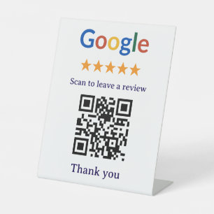 Simple Professional Business Google Review QR Code Pedestal Sign