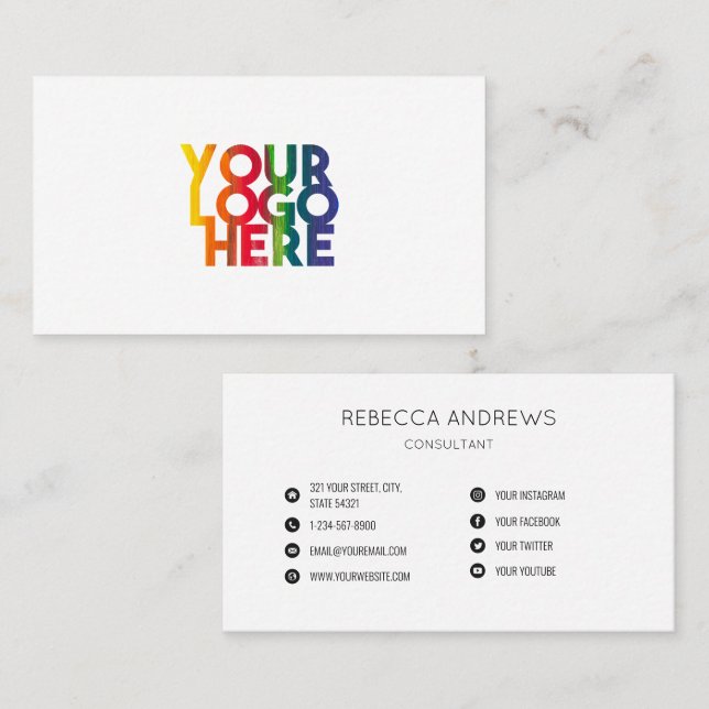 Simple Professional Business Logo White Card (Front/Back)