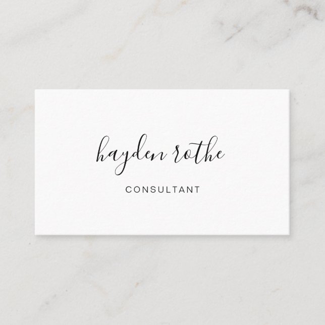 Simple Professional Calligraphy Script Name  Business Card (Front)