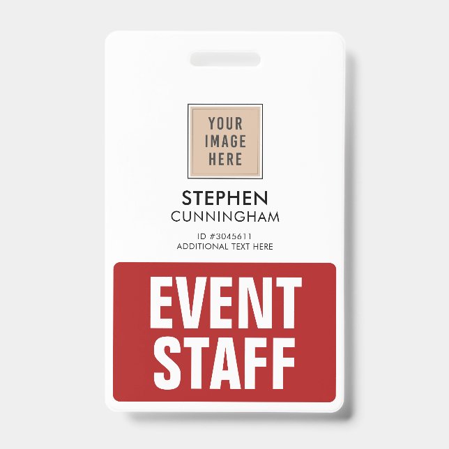 Simple Professional Custom Event Staff Employees ID Badge (Front)