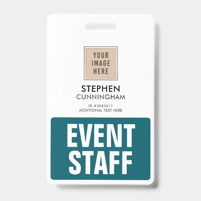 Simple Professional Custom Event Staff Employees ID Badge (Front)