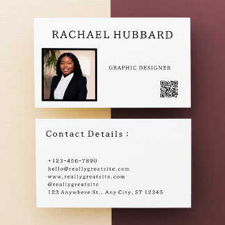 Simple Professional Custom Picture , Qr Code  Business Card