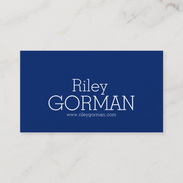 Simple professional dark blue white business cards (Front)