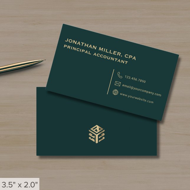 Simple Professional Dark Green Business Card (Creator Uploaded)