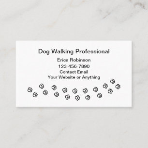 Simple Professional Dog Walking Business Cards
