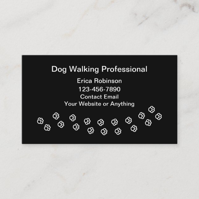 Simple Professional Dog Walking Business Cards (Front)