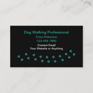 Simple Professional Dog Walking Business Cards