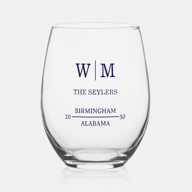 Simple Professional Frosted Wedding Stemless Wine Glass (Front)