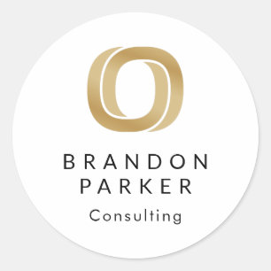 Simple Professional Gold Logo on Black  Classic Round Sticker