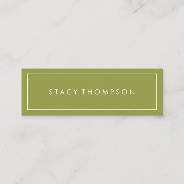 Simple Professional Green White Border Minimalist Mini Business Card (Front)