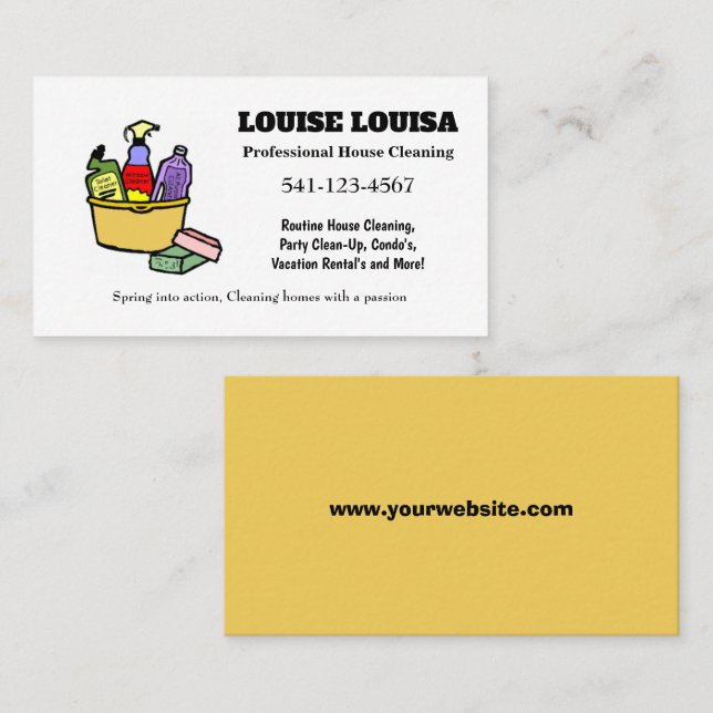 Simple Professional House Cleaning Business Cards (Front/Back)