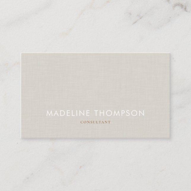 Simple Professional Linen Grey Business Card (Front)